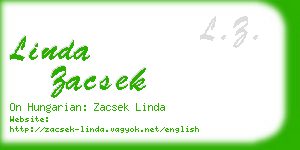 linda zacsek business card